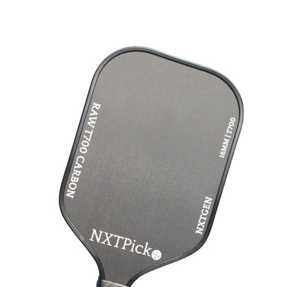 NXTPick NXTGen paddle made with raw T700 carbon fiber – black pickleball paddle front view